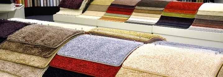 Teppichmuster in verschiedenen Farben und Texturen.